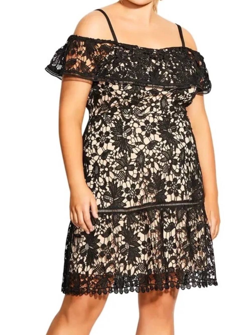 City Chic Dream of Lace Cold Shoulder Dress Size 14 Whimsigoth Fairy Cottagecore